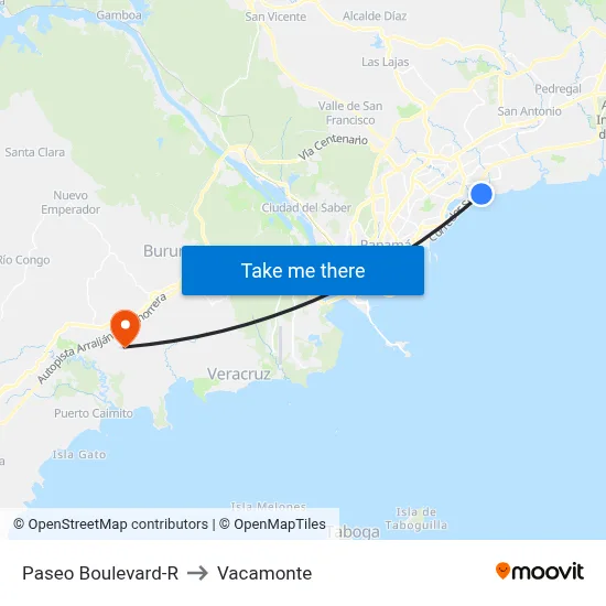 Paseo Boulevard-R to Vacamonte map