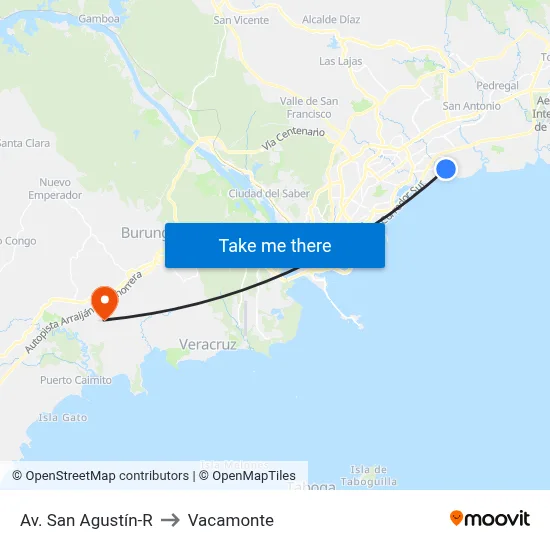 Av. San Agustín-R to Vacamonte map