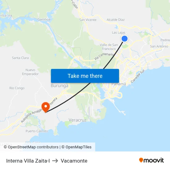 Interna Villa Zaita-I to Vacamonte map