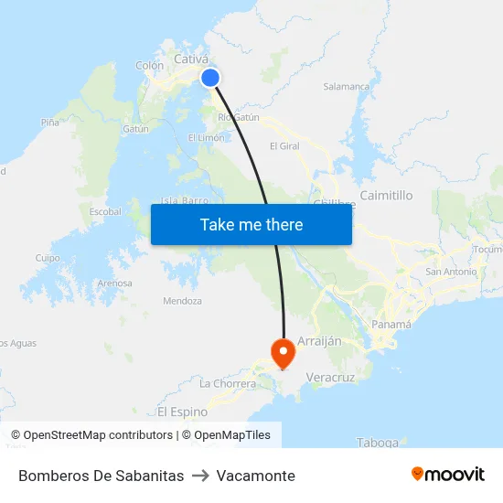 Bomberos De Sabanitas to Vacamonte map