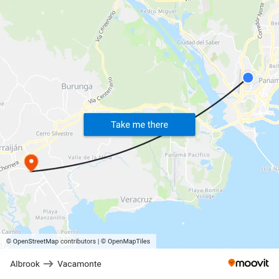 Albrook to Vacamonte map