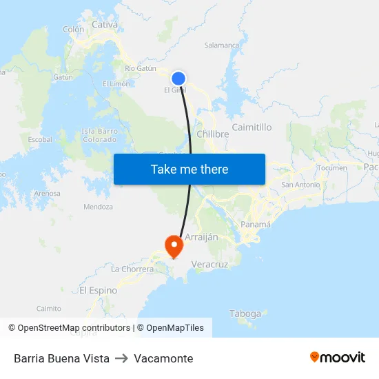 Barria Buena Vista to Vacamonte map