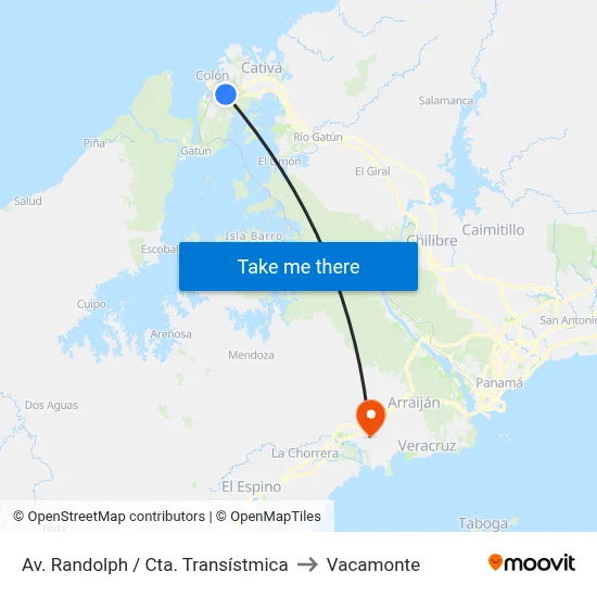 Av. Randolph / Cta. Transístmica to Vacamonte map