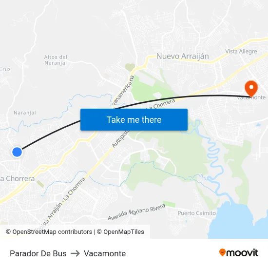 Parador De Bus to Vacamonte map