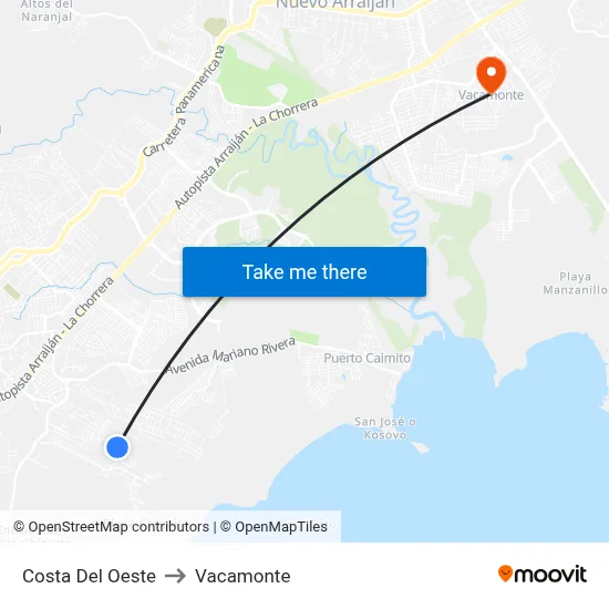 Costa Del Oeste to Vacamonte map
