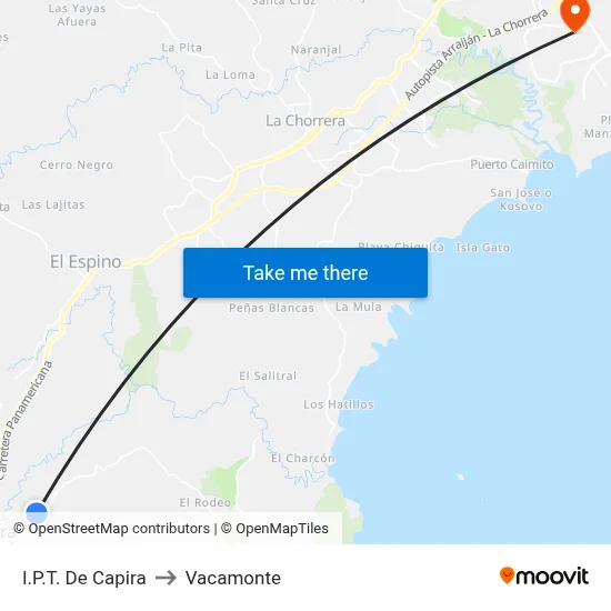 I.P.T. De Capira to Vacamonte map