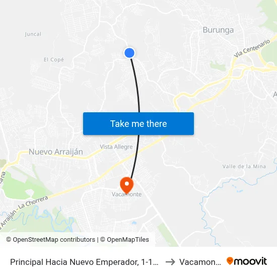 Principal Hacia Nuevo Emperador, 1-196 to Vacamonte map