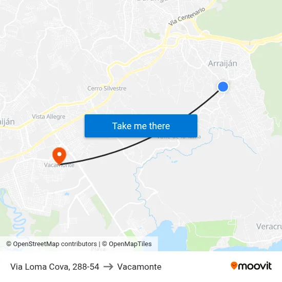 Via Loma Cova, 288-54 to Vacamonte map