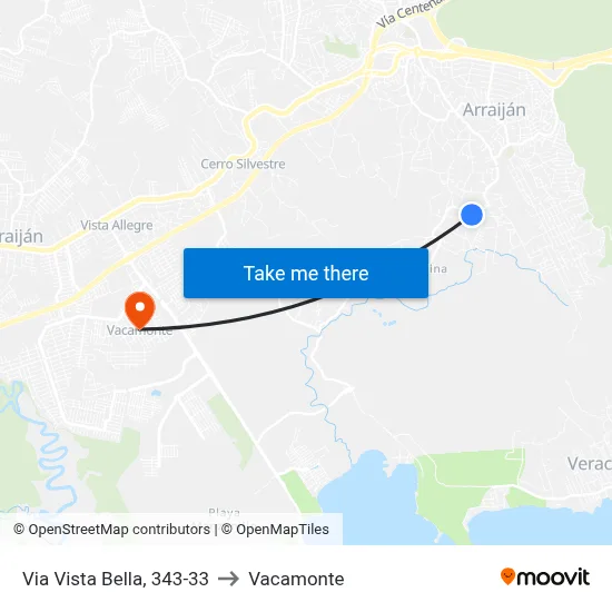 Via Vista Bella, 343-33 to Vacamonte map