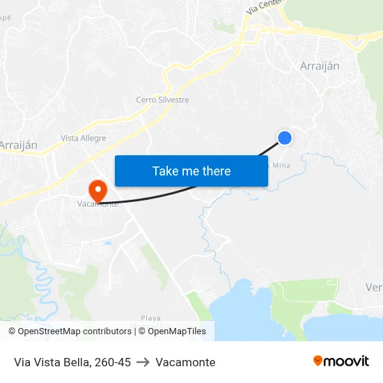 Via Vista Bella, 260-45 to Vacamonte map