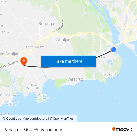Veracruz, 36-4 to Vacamonte map
