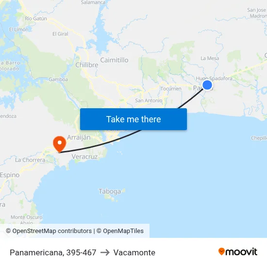 Panamericana, 395-467 to Vacamonte map