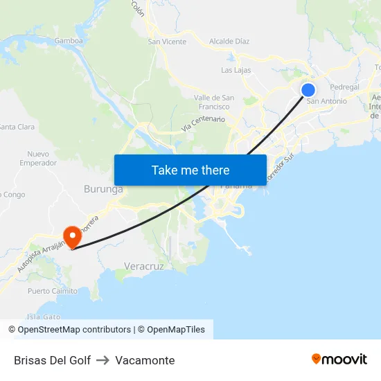 Brisas Del Golf to Vacamonte map
