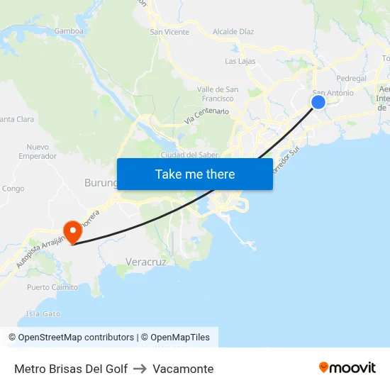 Metro Brisas Del Golf to Vacamonte map