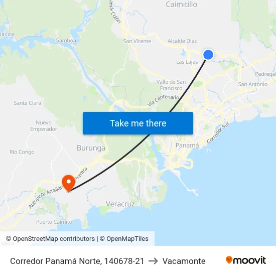 Corredor Panamá Norte, 140678-21 to Vacamonte map