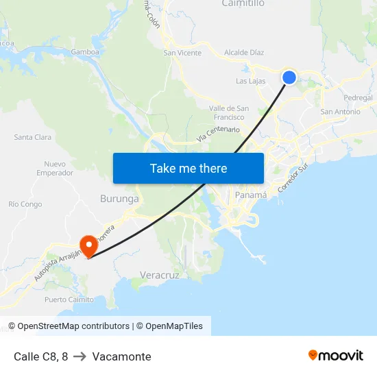 Calle C8, 8 to Vacamonte map