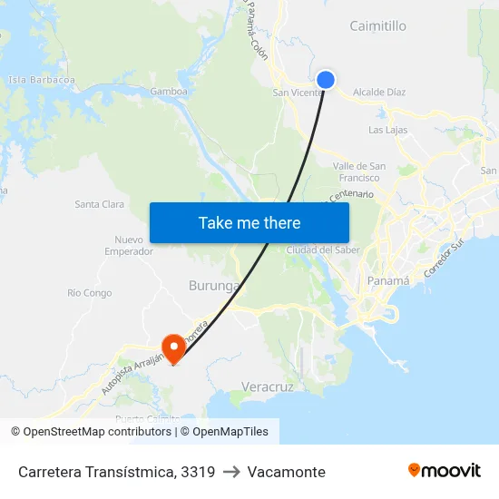 Carretera Transístmica, 3319 to Vacamonte map