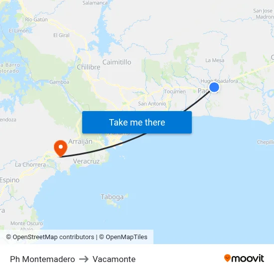 Ph Montemadero to Vacamonte map