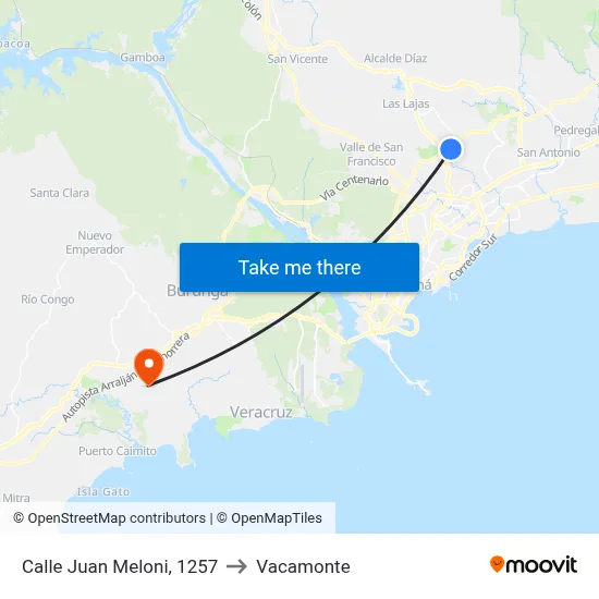 Calle Juan Meloni, 1257 to Vacamonte map