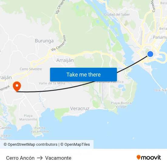 Cerro Ancón to Vacamonte map