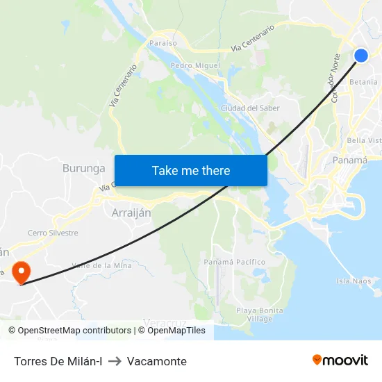 Torres De Milán-I to Vacamonte map