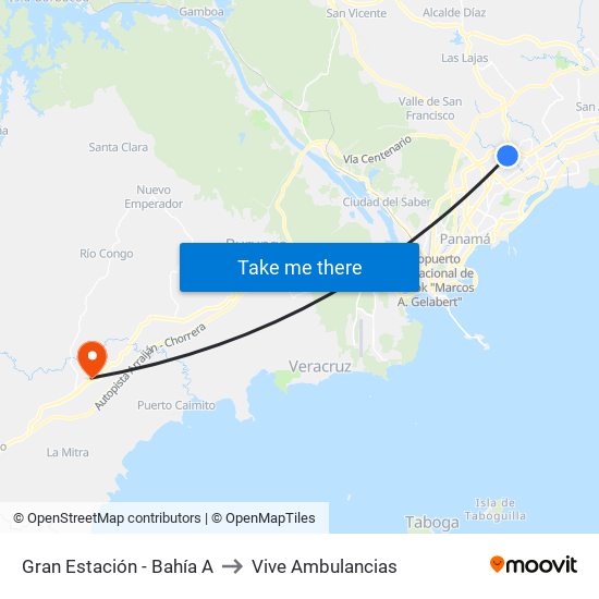 Gran Estación - Bahía A to Vive Ambulancias map