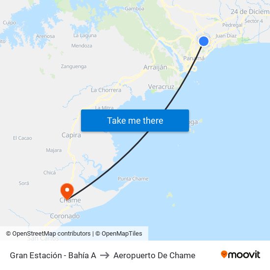 Gran Estación - Bahía A to Aeropuerto De Chame map