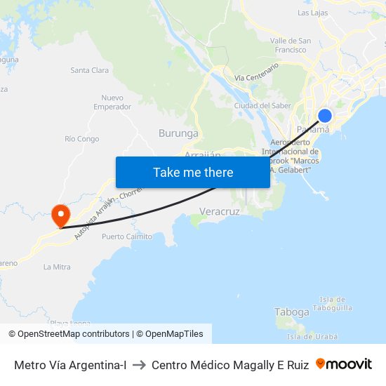 Metro Vía Argentina-I to Centro Médico Magally E Ruiz map