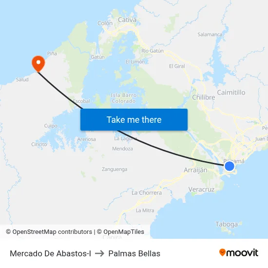 Mercado De Abastos-I to Palmas Bellas map