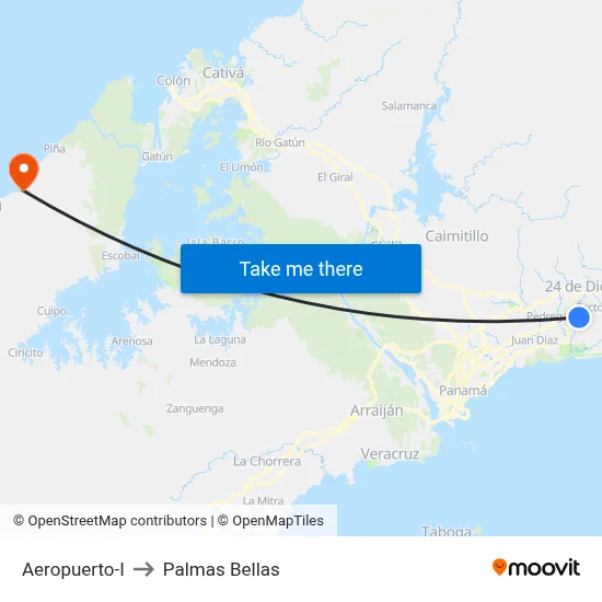 Aeropuerto-I to Palmas Bellas map
