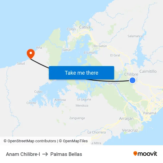 Anam Chilibre-I to Palmas Bellas map