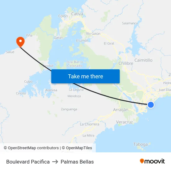 Boulevard Pacifica to Palmas Bellas map