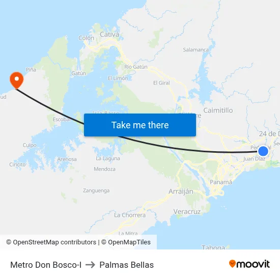 Metro Don Bosco-I to Palmas Bellas map