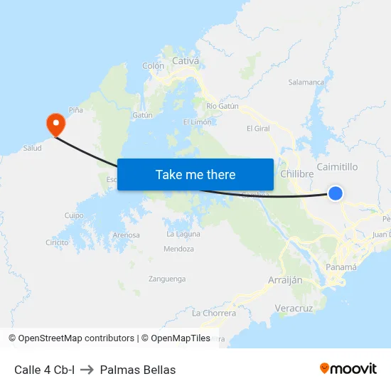 Calle 4 Cb-I to Palmas Bellas map