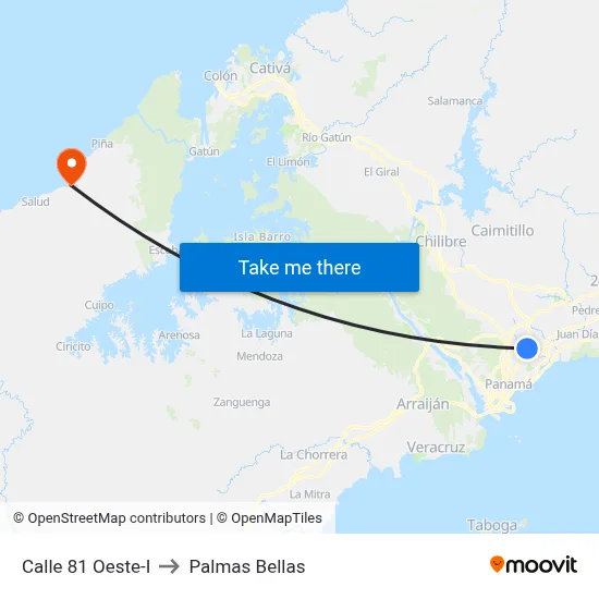 Calle 81 Oeste-I to Palmas Bellas map