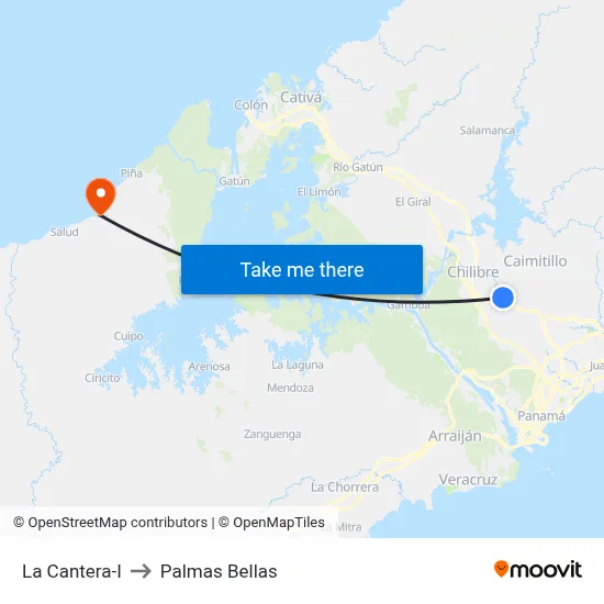 La Cantera-I to Palmas Bellas map