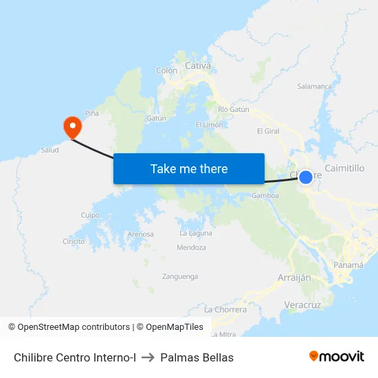 Chilibre Centro Interno-I to Palmas Bellas map