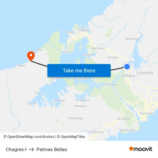 Chagres-I to Palmas Bellas map
