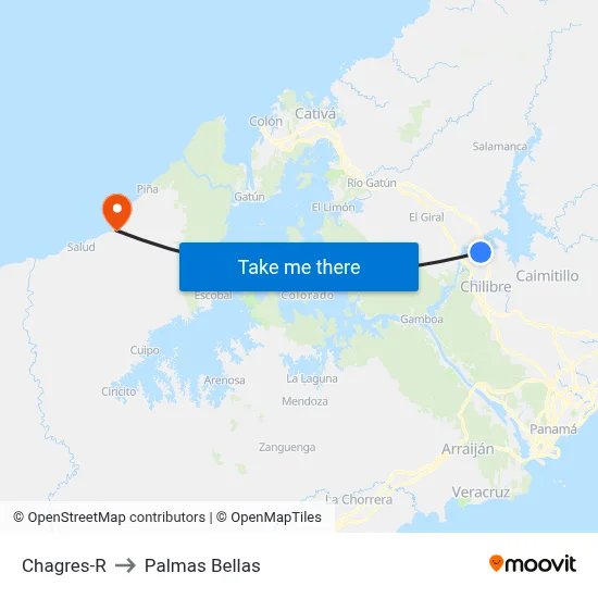 Chagres-R to Palmas Bellas map