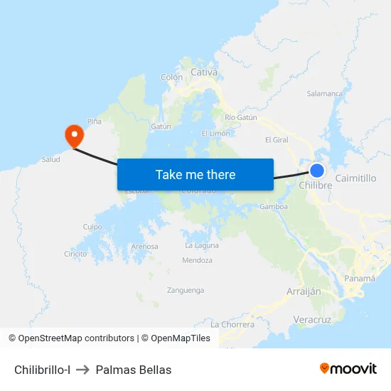 Chilibrillo-I to Palmas Bellas map
