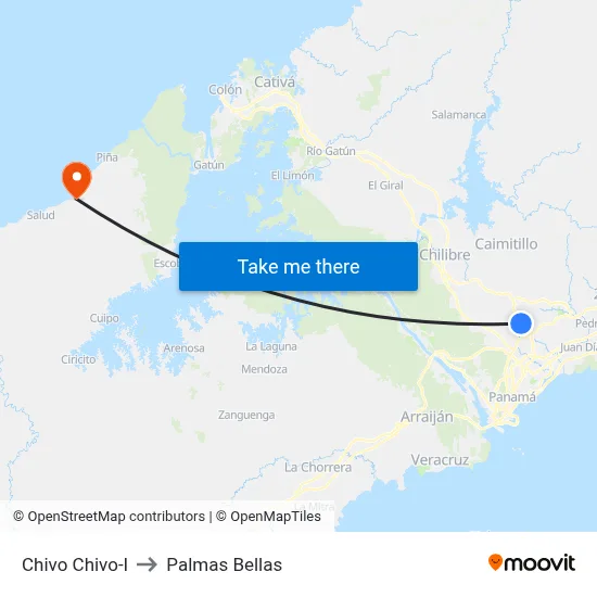 Chivo Chivo-I to Palmas Bellas map