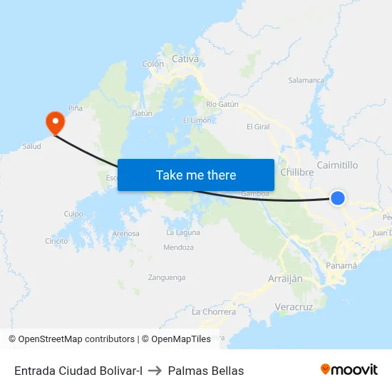 Entrada Ciudad Bolivar-I to Palmas Bellas map