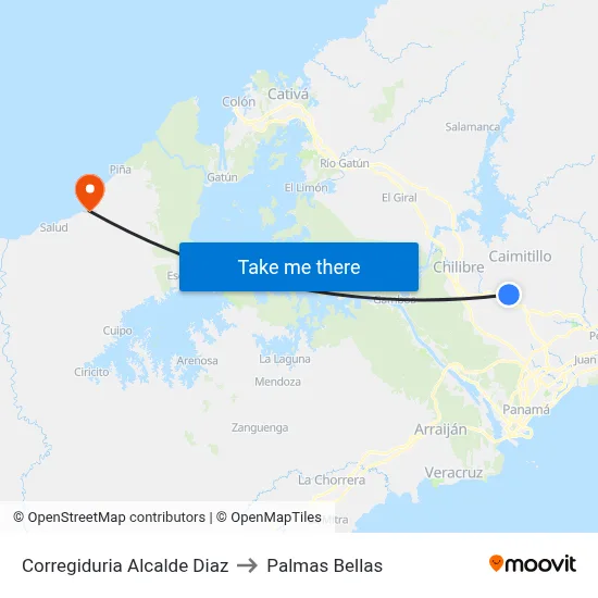 Corregiduria Alcalde Diaz to Palmas Bellas map