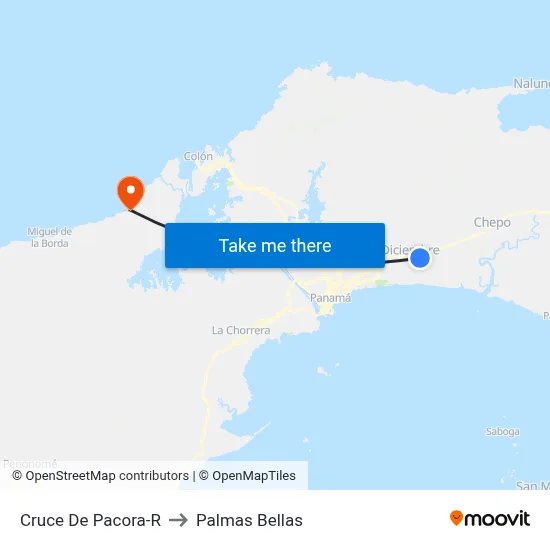 Cruce De Pacora-R to Palmas Bellas map
