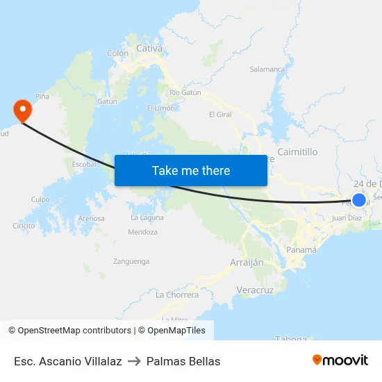 Esc. Ascanio Villalaz to Palmas Bellas map