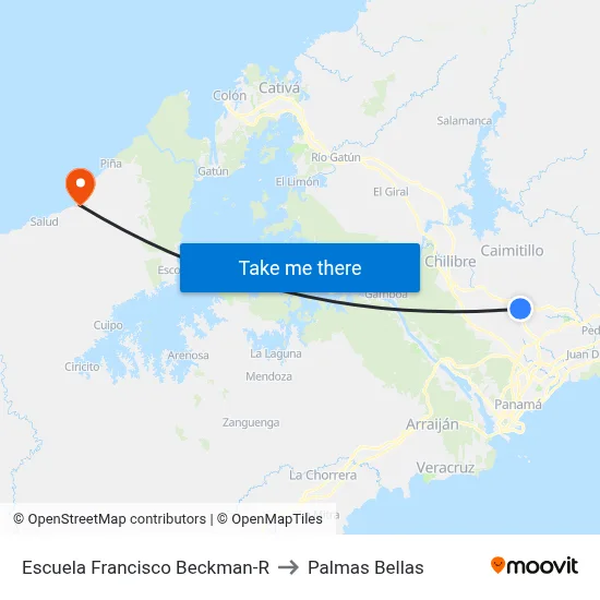 Escuela Francisco Beckman-R to Palmas Bellas map
