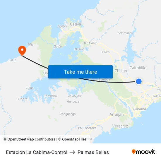 Estacion La Cabima-Control to Palmas Bellas map
