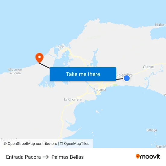 Entrada Pacora to Palmas Bellas map