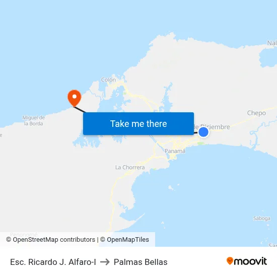Esc. Ricardo J. Alfaro-I to Palmas Bellas map