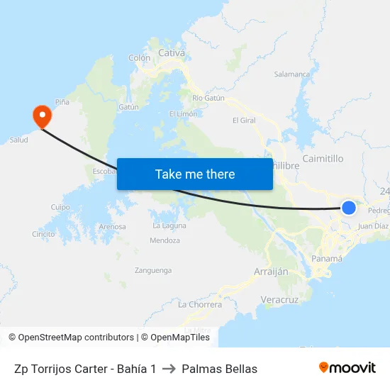 Zp Torrijos Carter - Bahía 1 to Palmas Bellas map